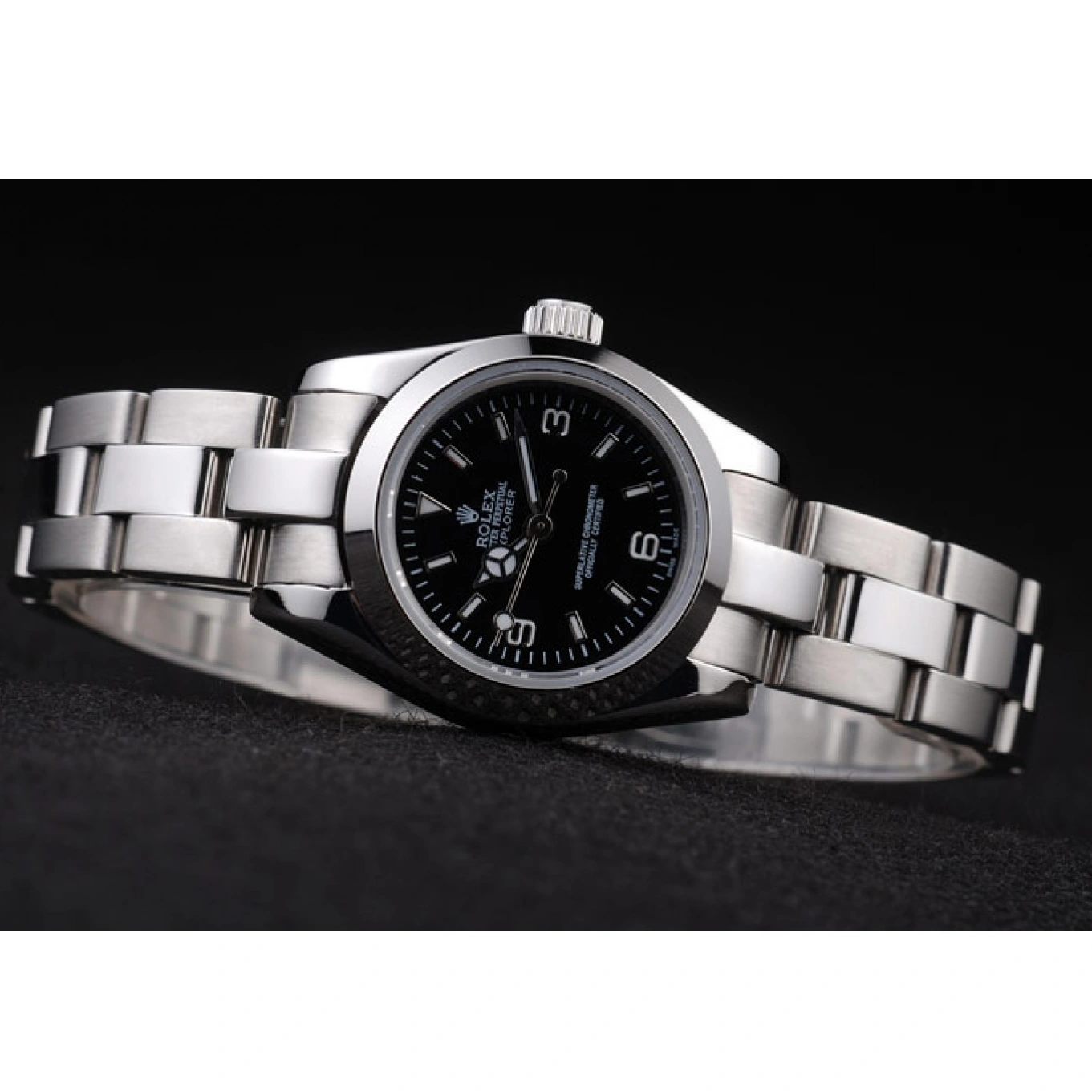 Aaa replica Polished Explorer 98089 Black Stainless Rolex Steel Dial 1013
